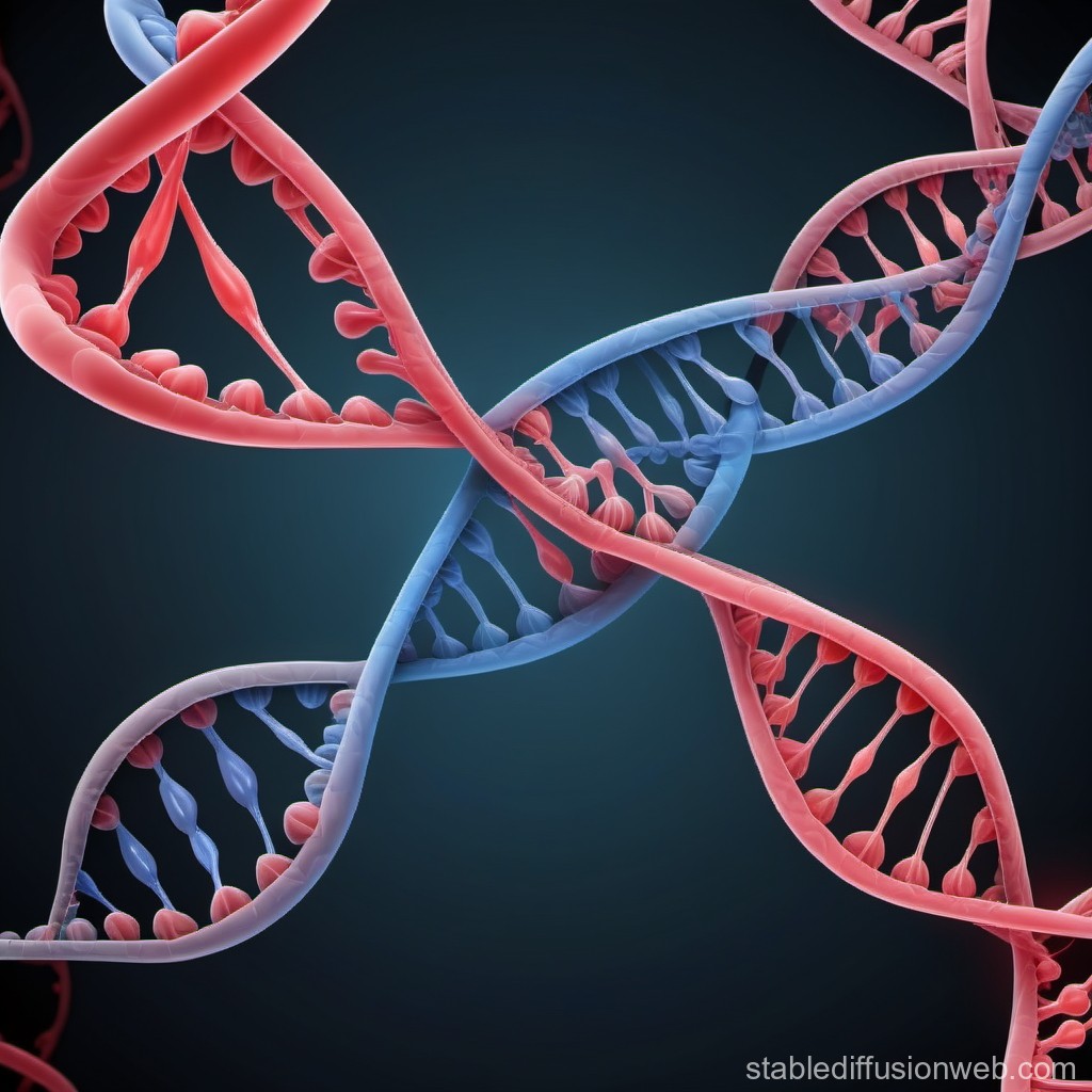 Detailed 3D Render of DNA Double Helix Structure