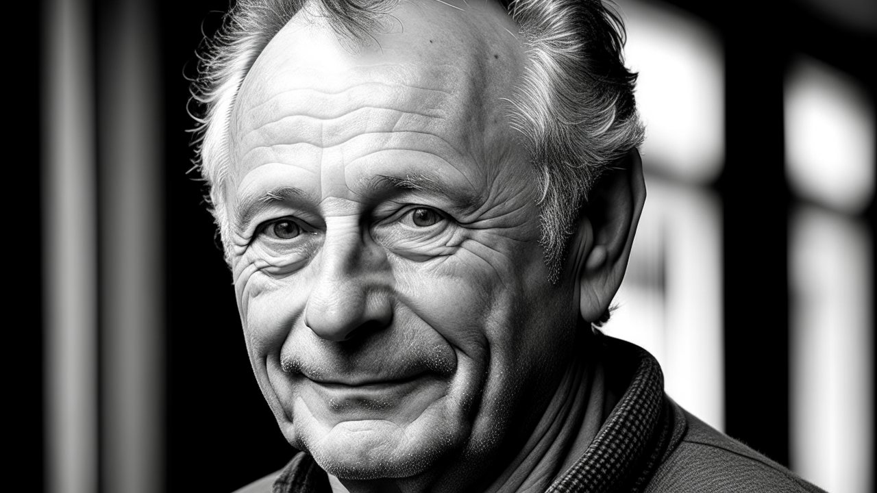 Detailed Black and White Portrait of an Elderly Man