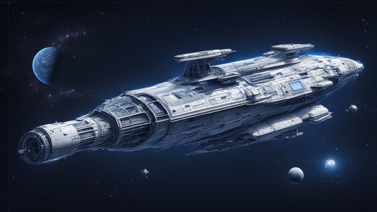 Detailed Blueprint of a Futuristic Space Destroyer