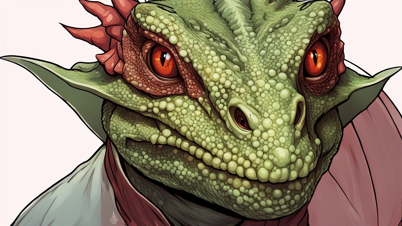Detailed Close-Up of a Fantasy Lizard Creature