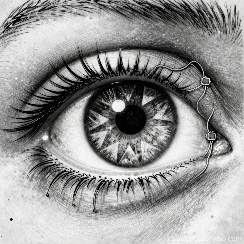 Detailed Cybernetic Eye with Data Interface