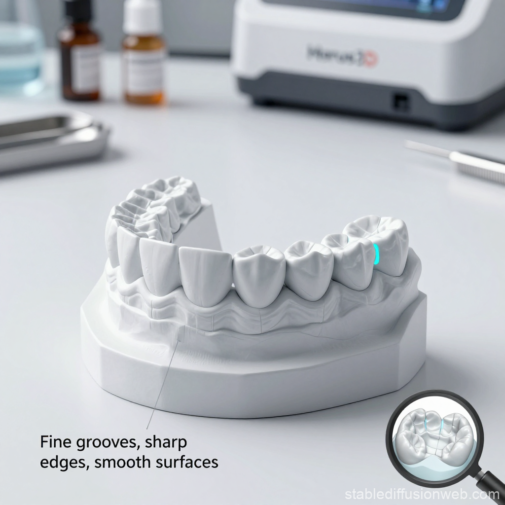 Detailed Dental Model with Fine Grooves and Smooth Surfaces