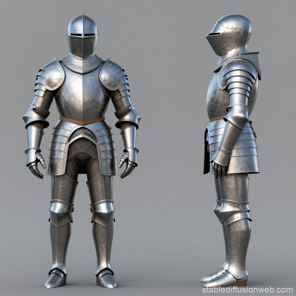 Detailed Front and Side View of Medieval Knight Armor