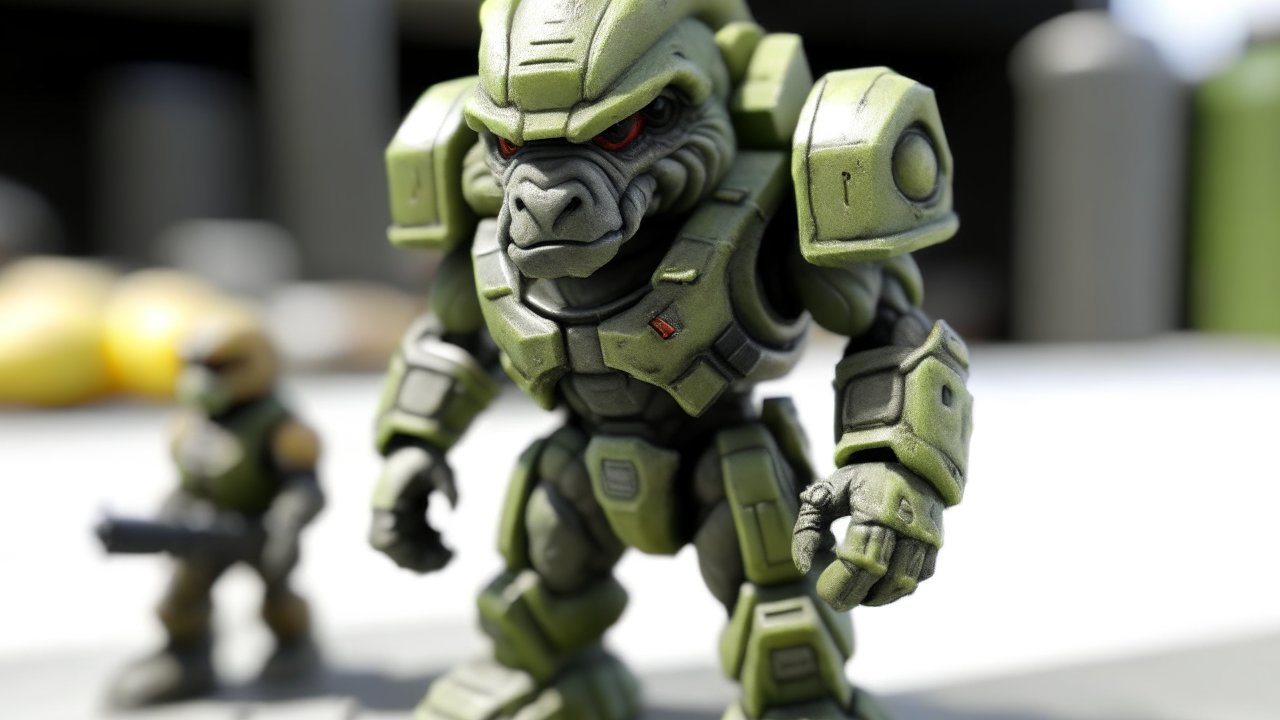 Detailed Green Armored Gorilla Robot Figure