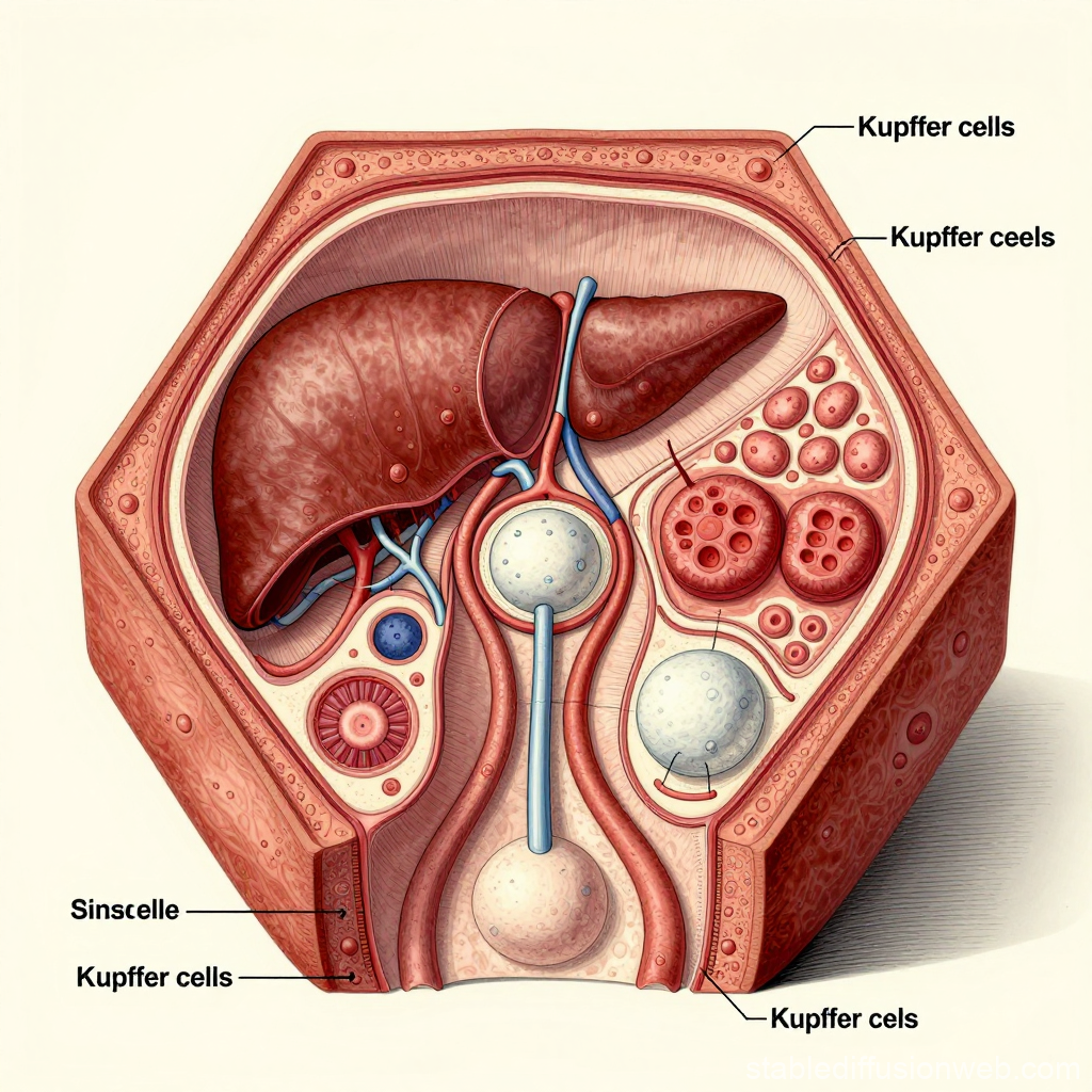 Detailed Hepatic Lobule Cross Section Illustration