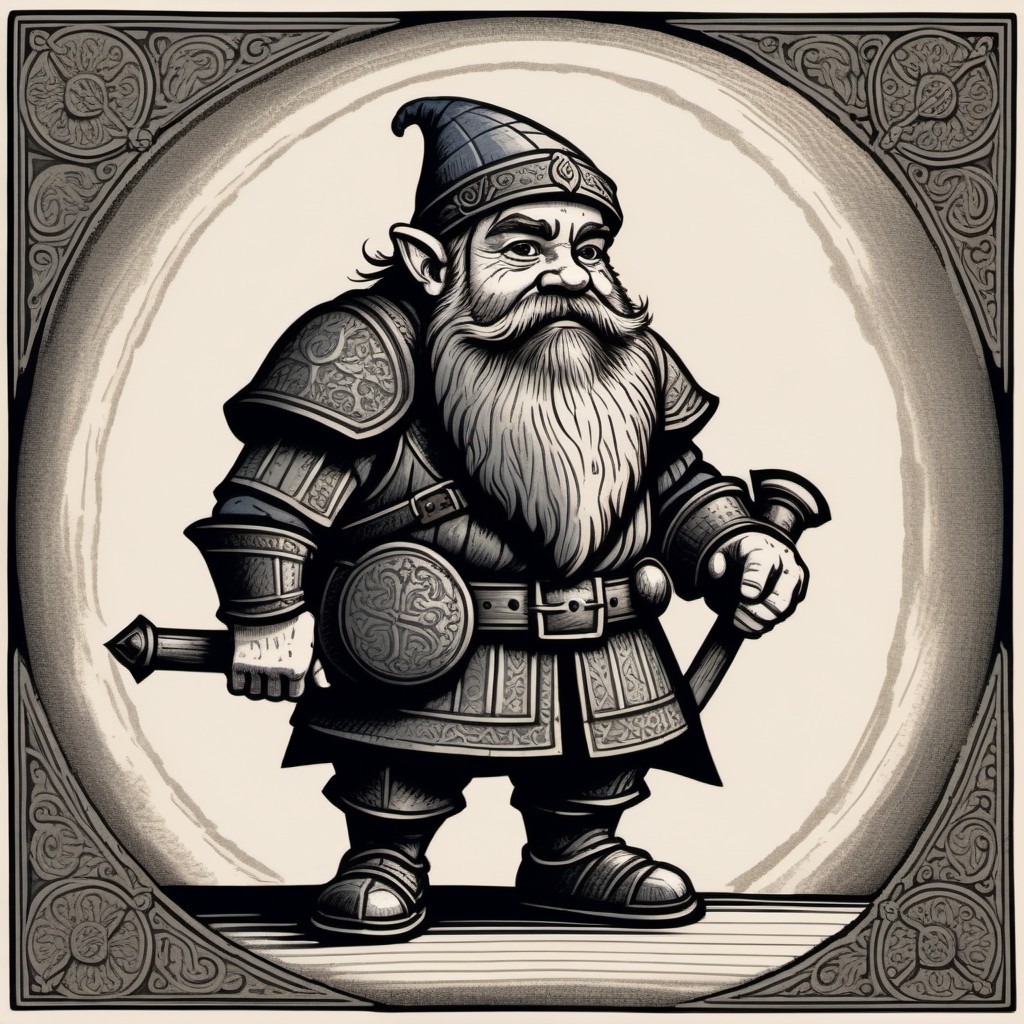 Detailed Illustration of a Dwarven Warrior in Armor