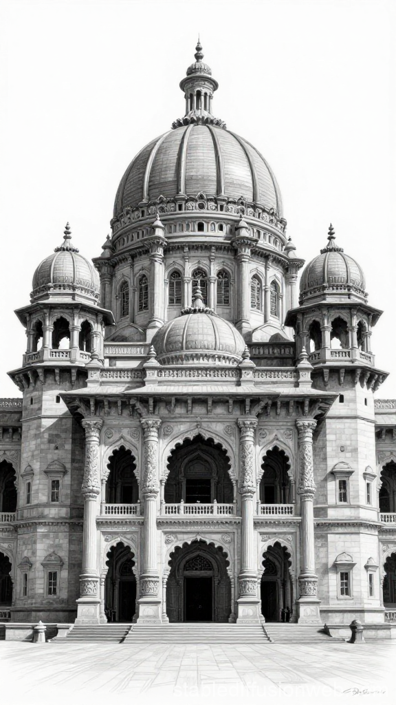 Detailed Pencil Sketch of Vidhana Soudha Architecture