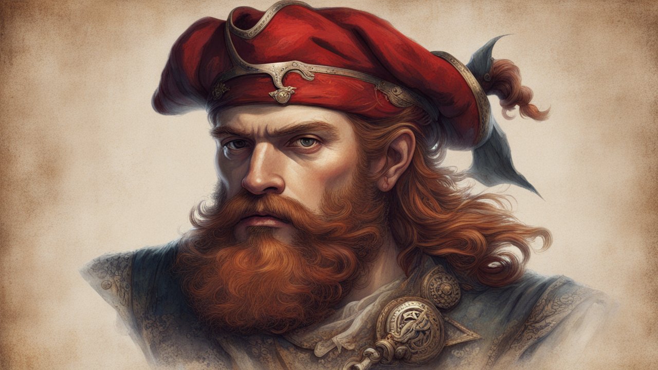 Detailed Portrait of a Historical Warrior with Red Beard