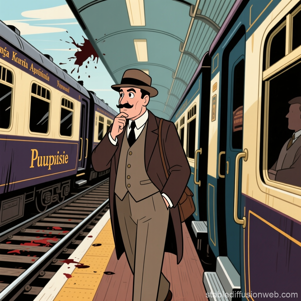 Detective on a Vintage Train Platform with Mystery Elements