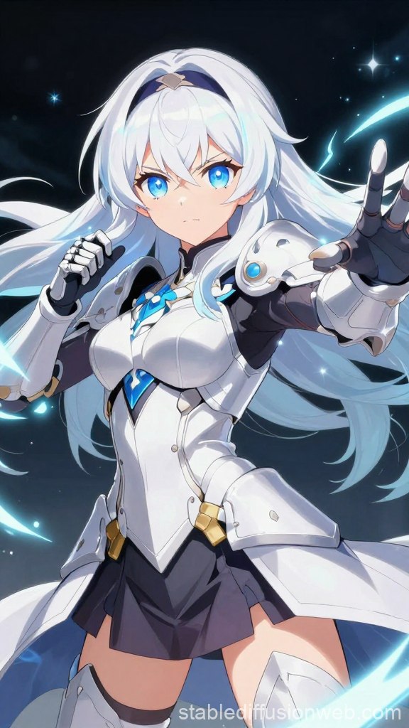 Determined Anime Heroine in Futuristic Armor