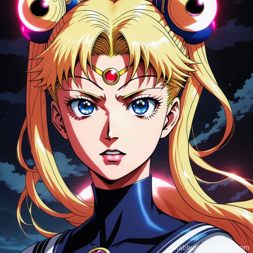 Determined Anime Warrior with Blonde Hair and Blue Eyes