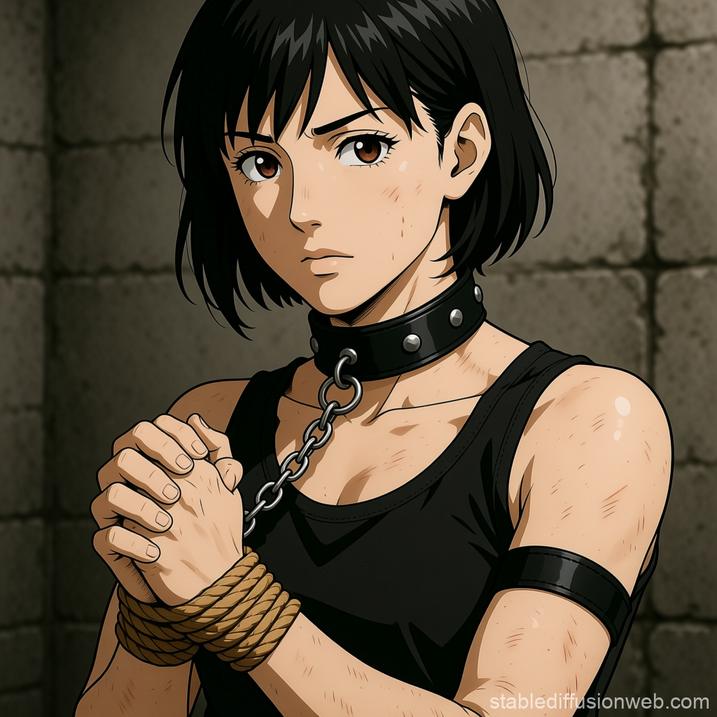 Determined Anime Woman in Chains