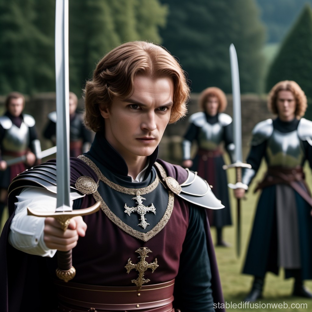 Determined Knight Leading His Loyal Guards