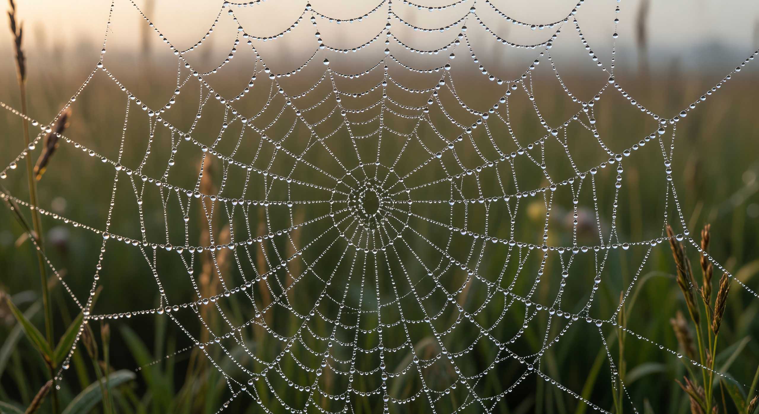 Dew-Kissed Spider Web at Dawn