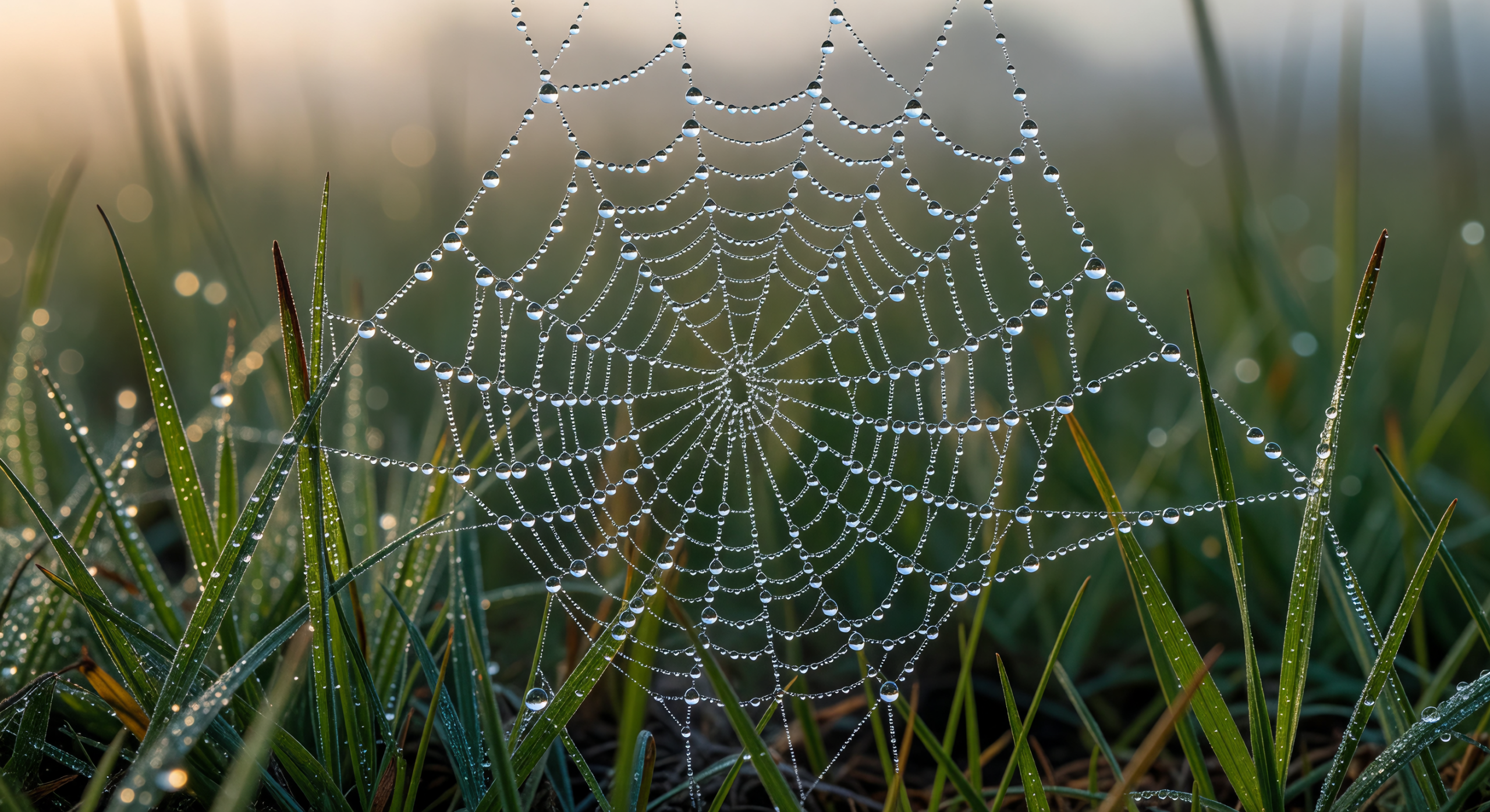 Dew-Kissed Spider Web Macro Photography