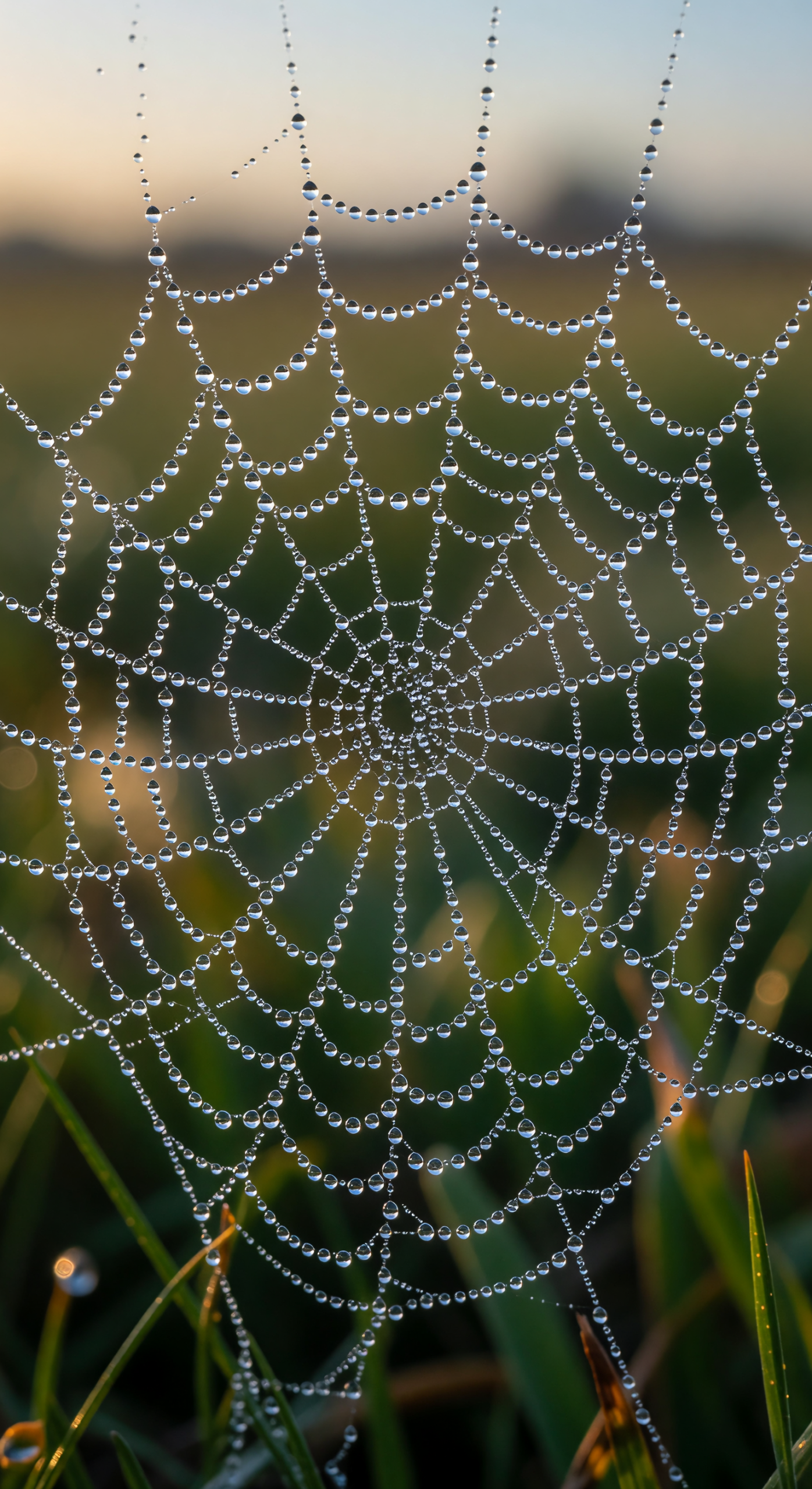 Dew-Kissed Spiderweb at Dawn