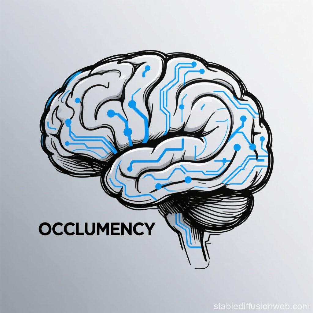 Digital Brain Circuitry Illustration with Occlumency Text