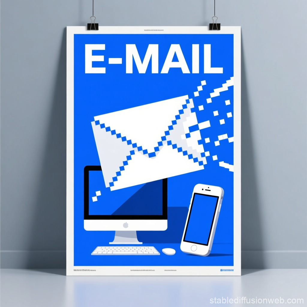 Digital Email Concept with Pixelated Envelope