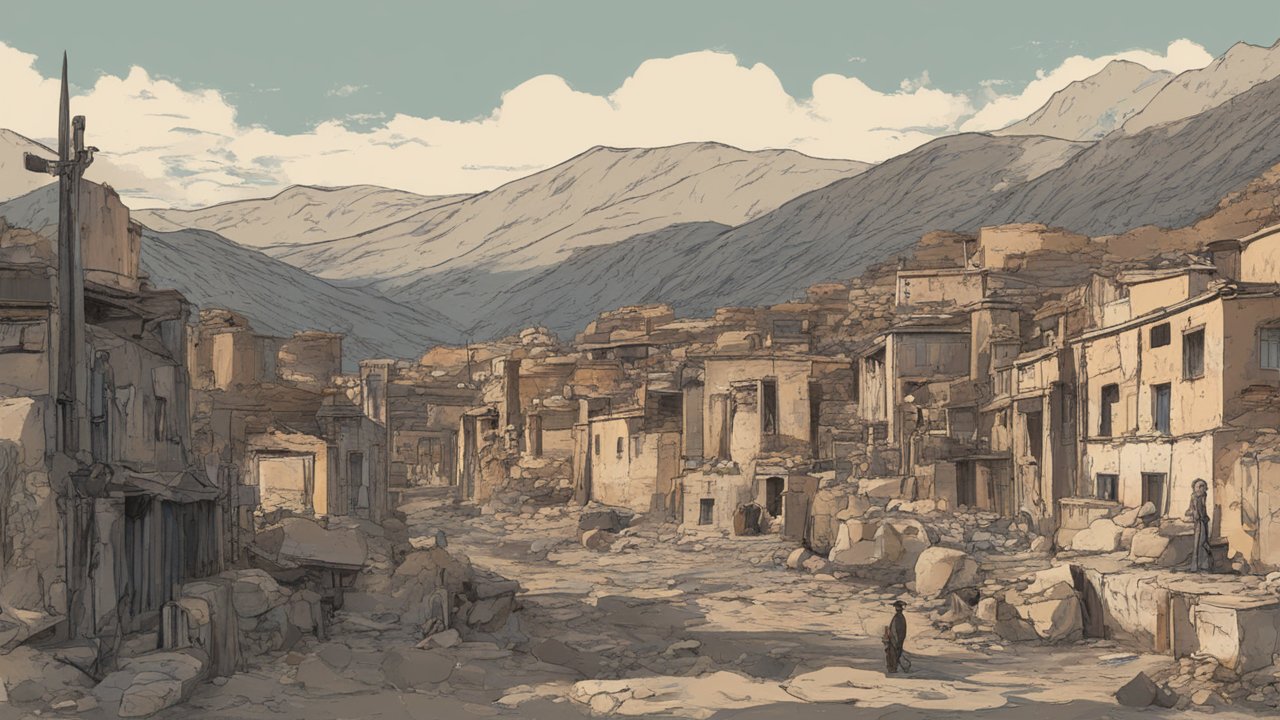 Digital Painting of an Old Mountain Village