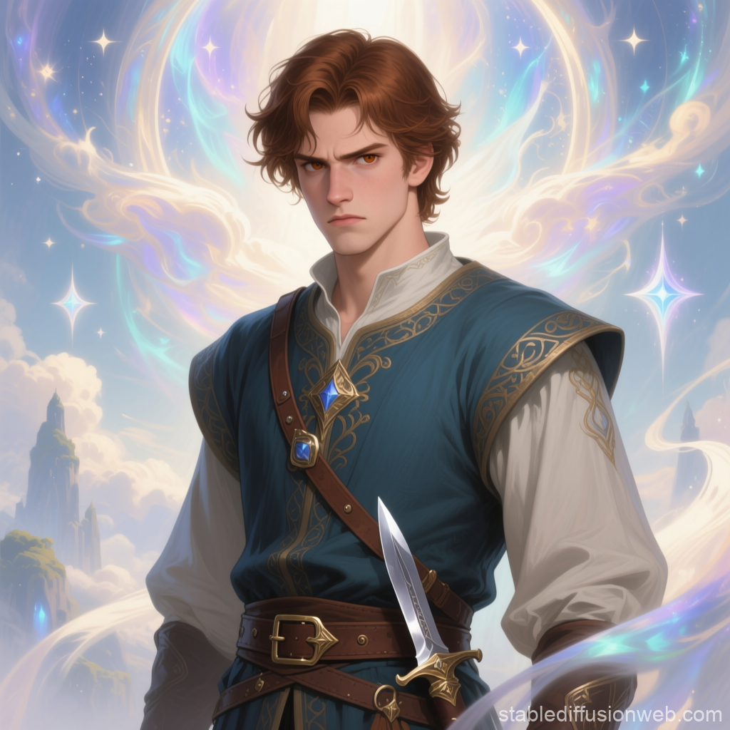 Displeased Medieval Young Man with Magical Aura