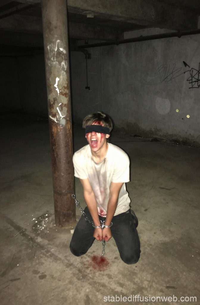 Distressed Person Bound in Dark Basement