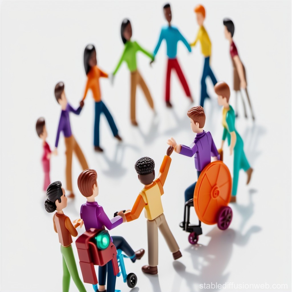 Diverse Group Holding Hands in a Circle with Wheelchair Users
