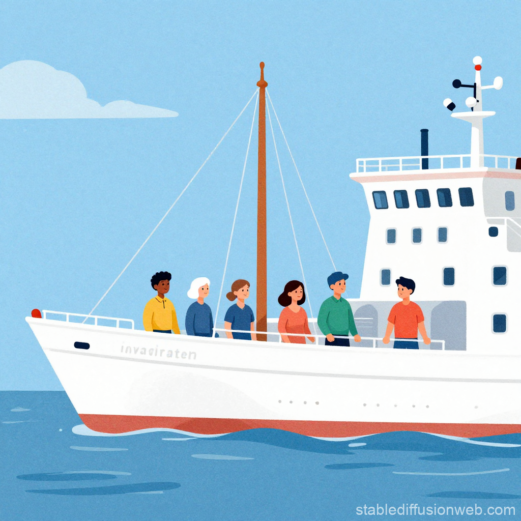 Diverse Group on a Boat in Calm Sea