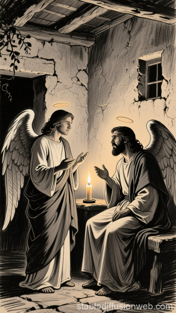 Divine Angels in a Candlelit Rustic Room
