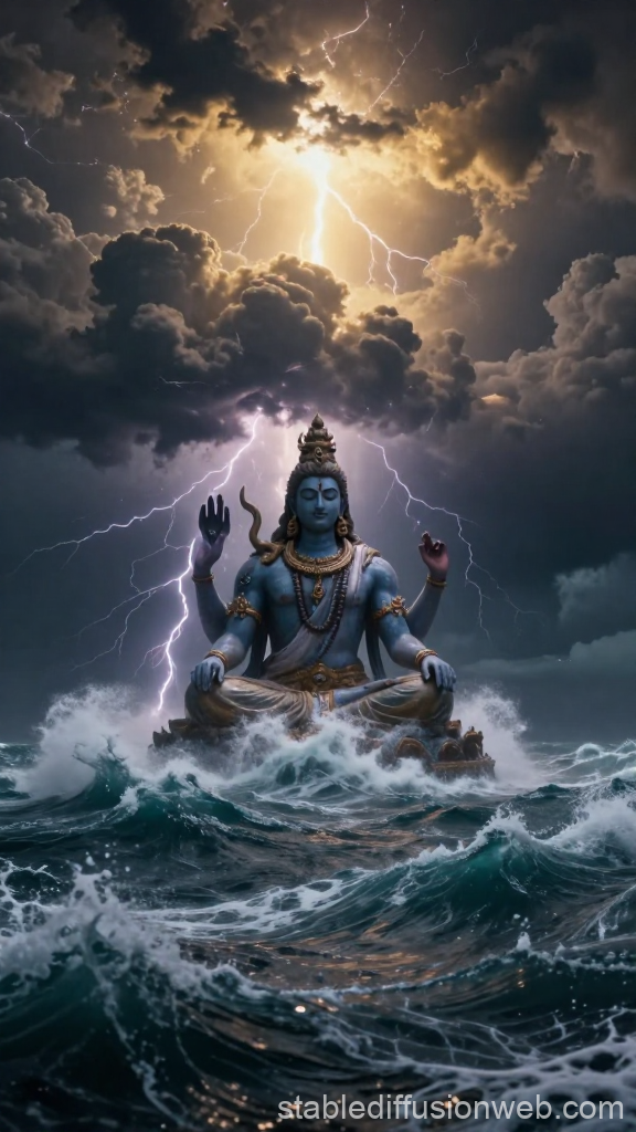 Divine Flood Prophecy with Meditating Shiva