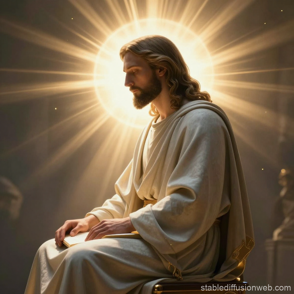 Divine Lord Radiating Light in Contemplation