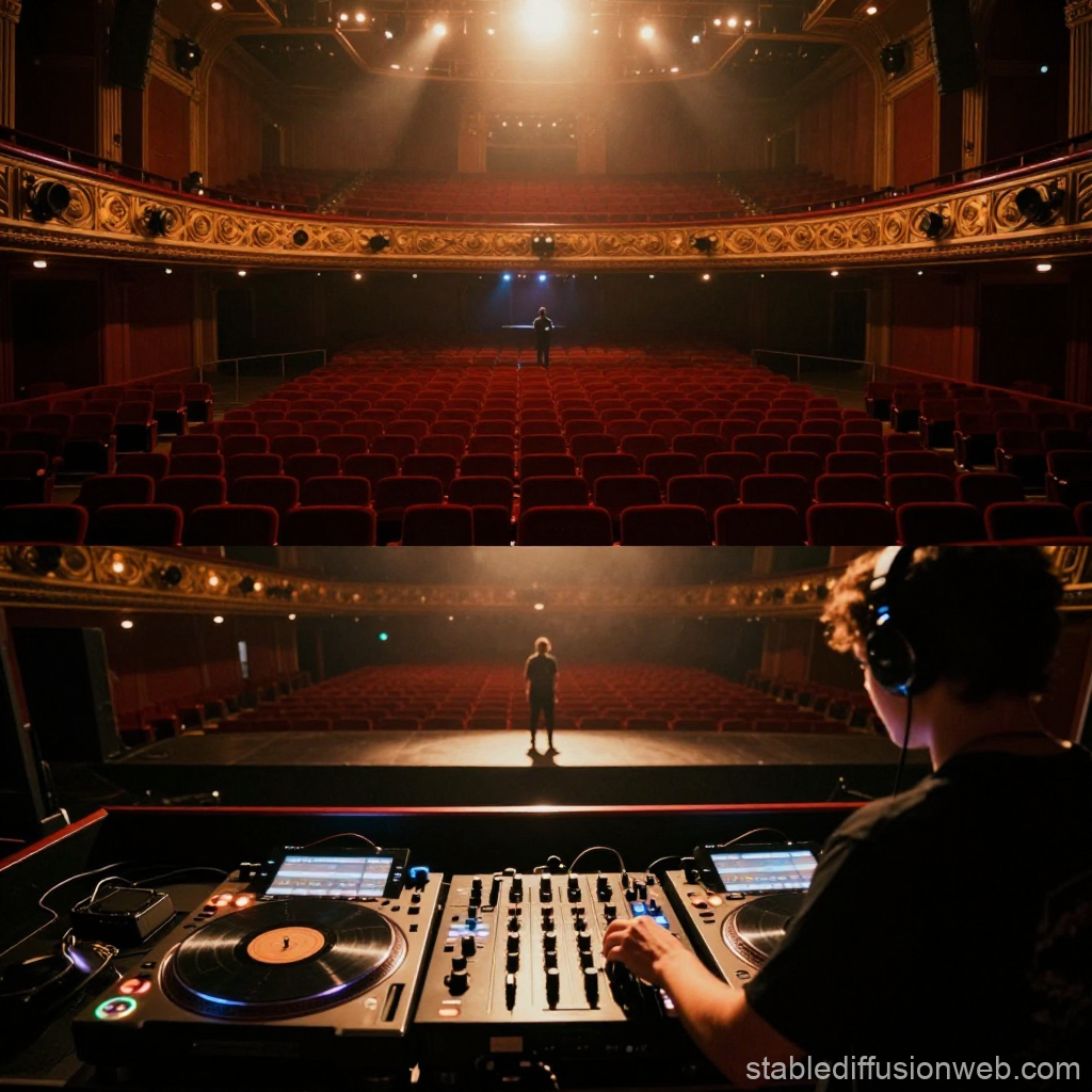 DJ Performing Alone on Empty Theater Stage