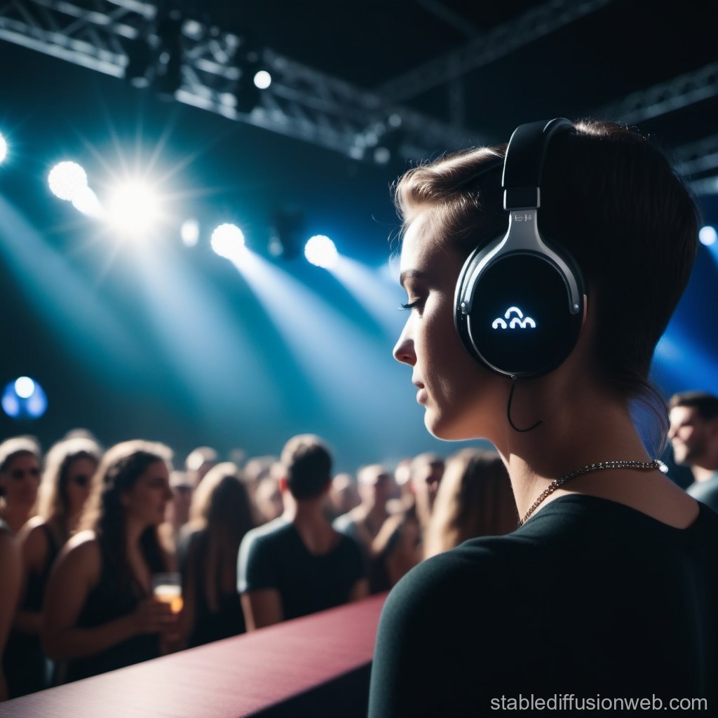 DJ Wearing Headphones at a Nightclub Party