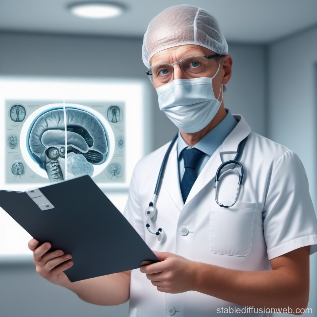 Doctor Reviewing Brain Scan in Medical Office