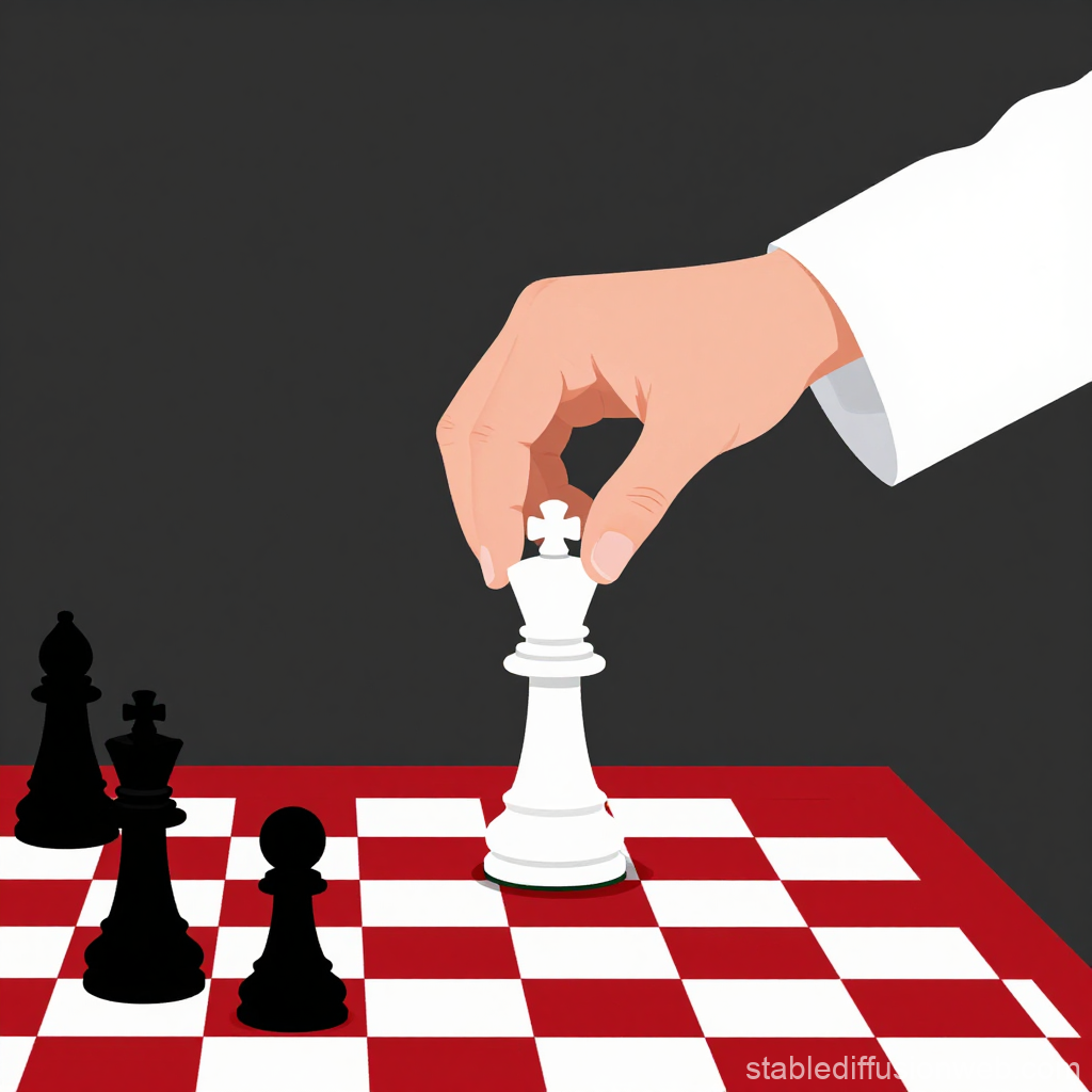 Doctor's Hand Moving Chess King on Board