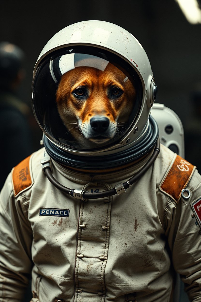 Dog in Realistic Astronaut Suit Portrait