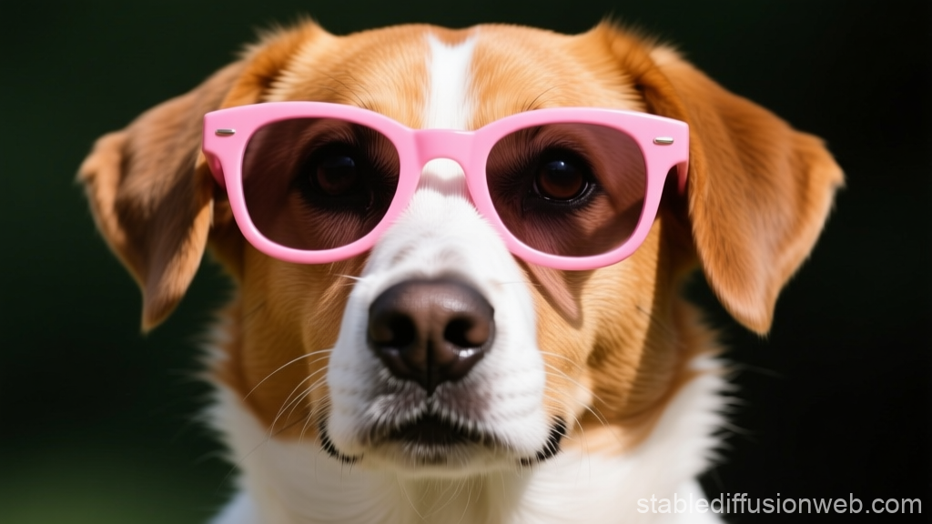 Dog Wearing Pink Sunglasses Close-Up