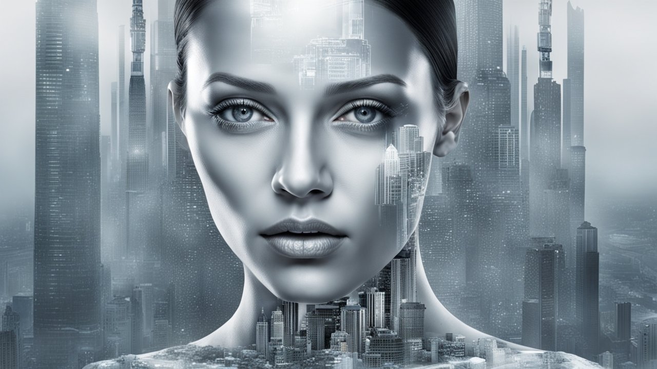 Double Exposure Portrait with Urban Skyline