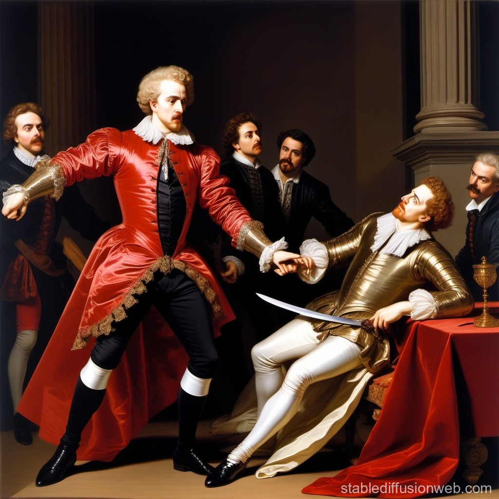 Dramatic Confrontation in Renaissance Attire