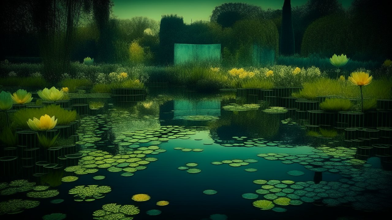 Dreamy Water Lily Pond at Twilight