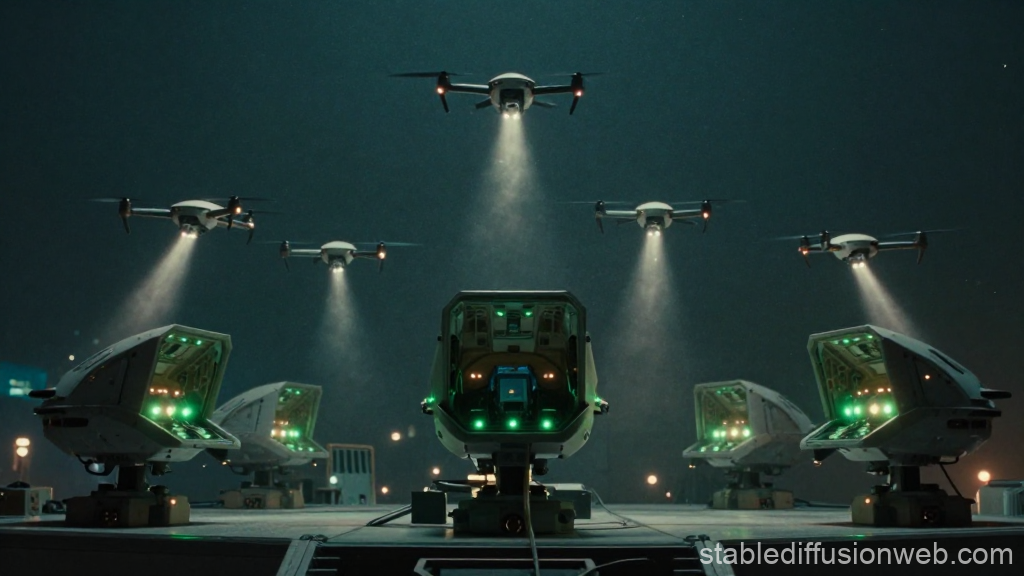 Drone Defense Station Activates at Night