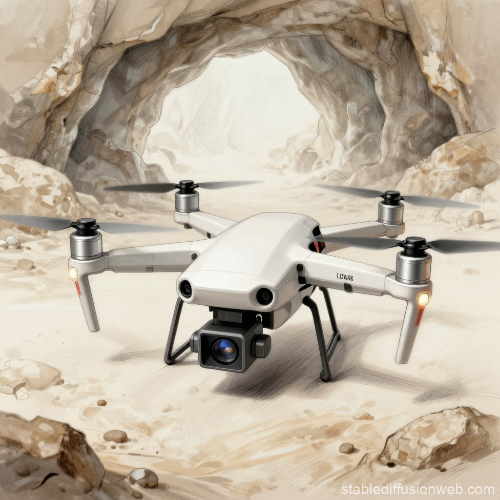 Drone Equipped with Sensors in Rocky Cave Environment