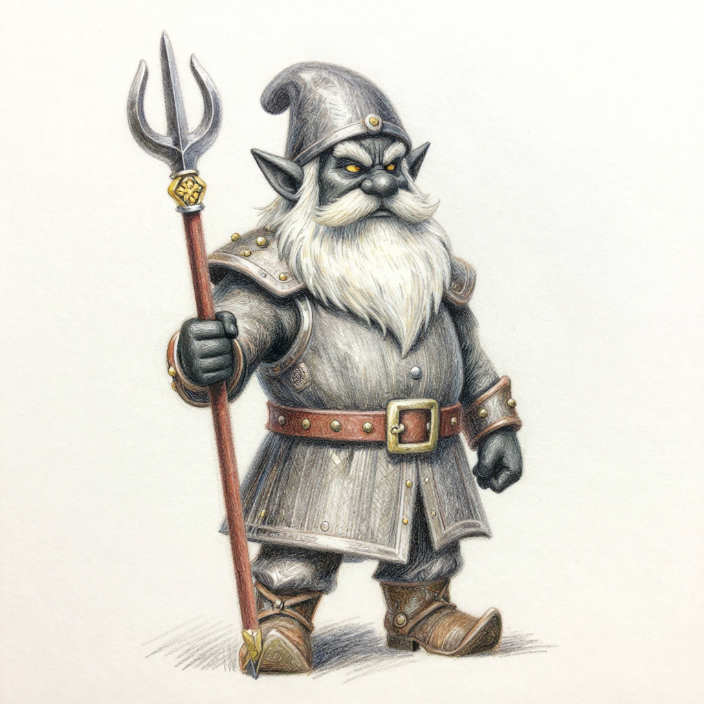 Dwarven Blacksmith with Trident Staff