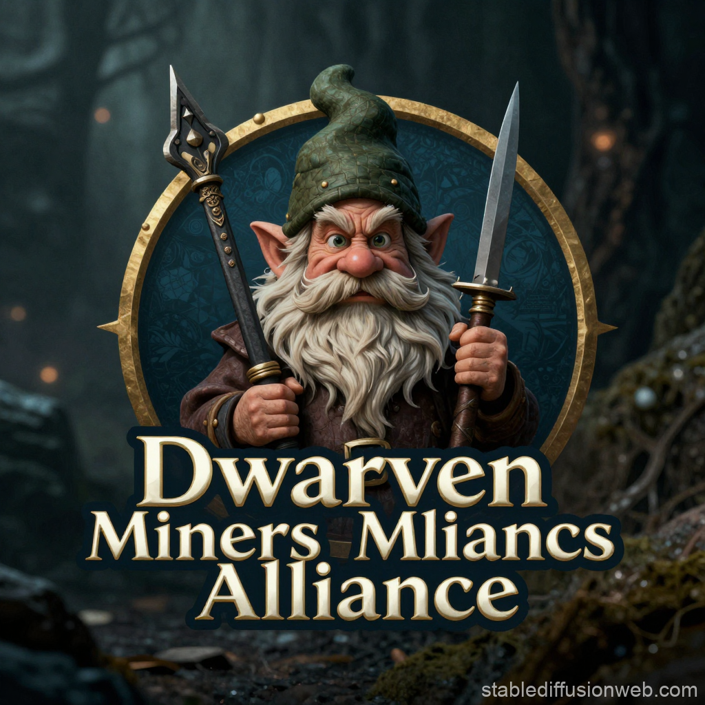 Dwarven Miners Alliance Logo with Fierce Dwarf Warrior