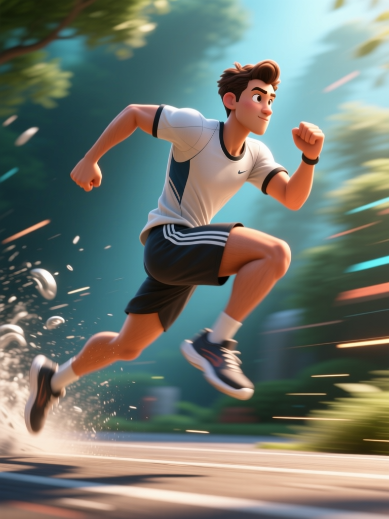 Dynamic Animated Athlete Sprinting Fast