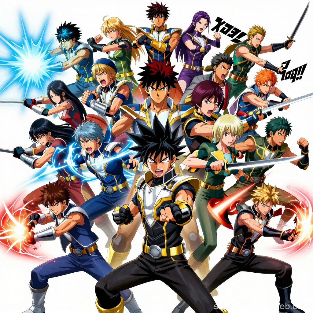 Dynamic Anime Battle Heroes Group Pose