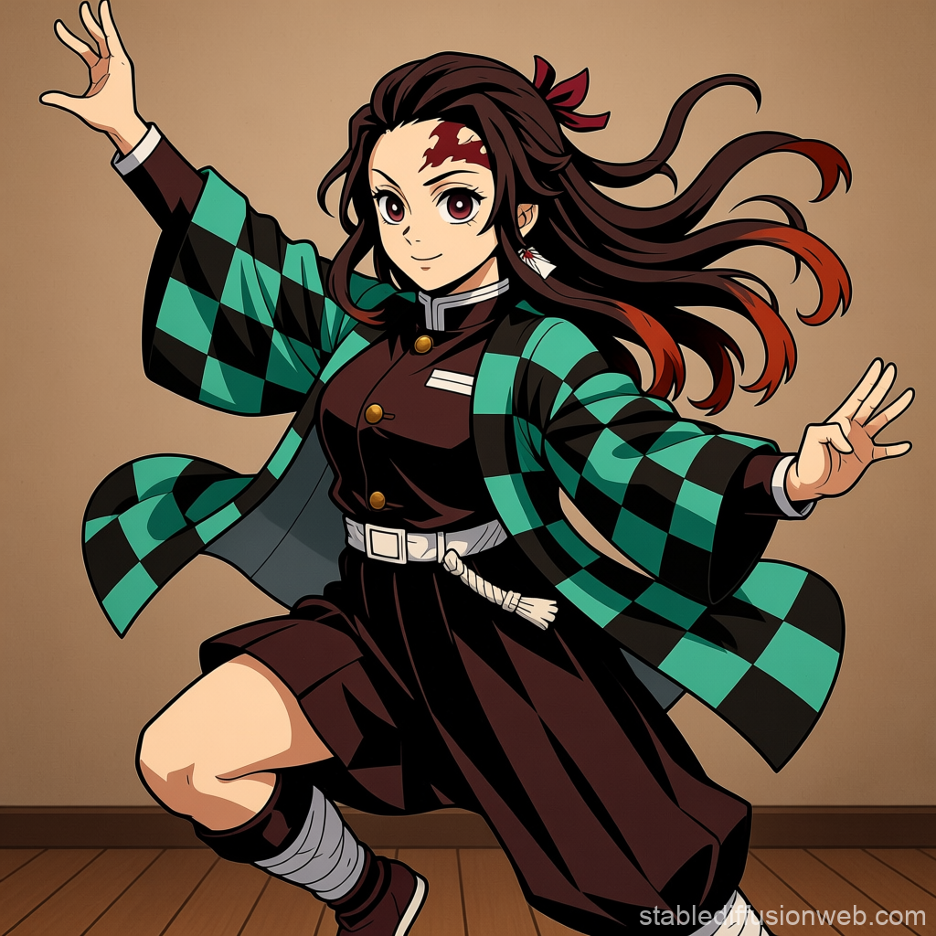 Dynamic Anime Character in Action Pose