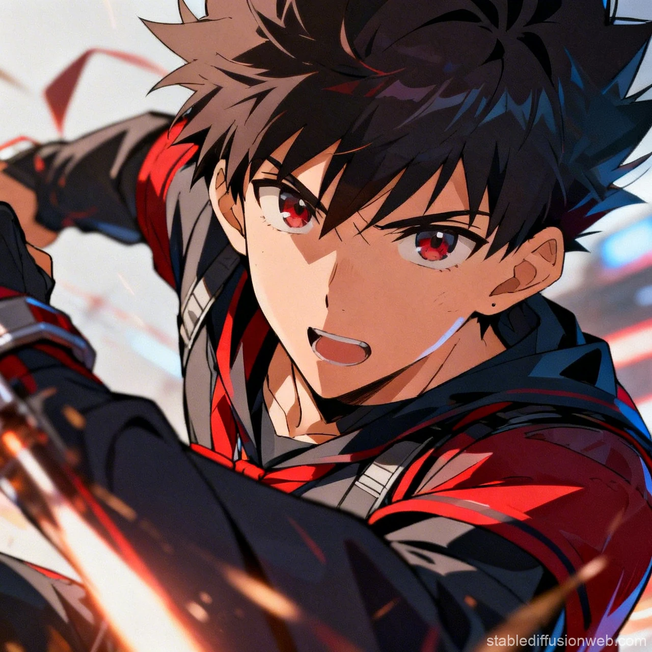 Dynamic Anime Hero in Action Pose