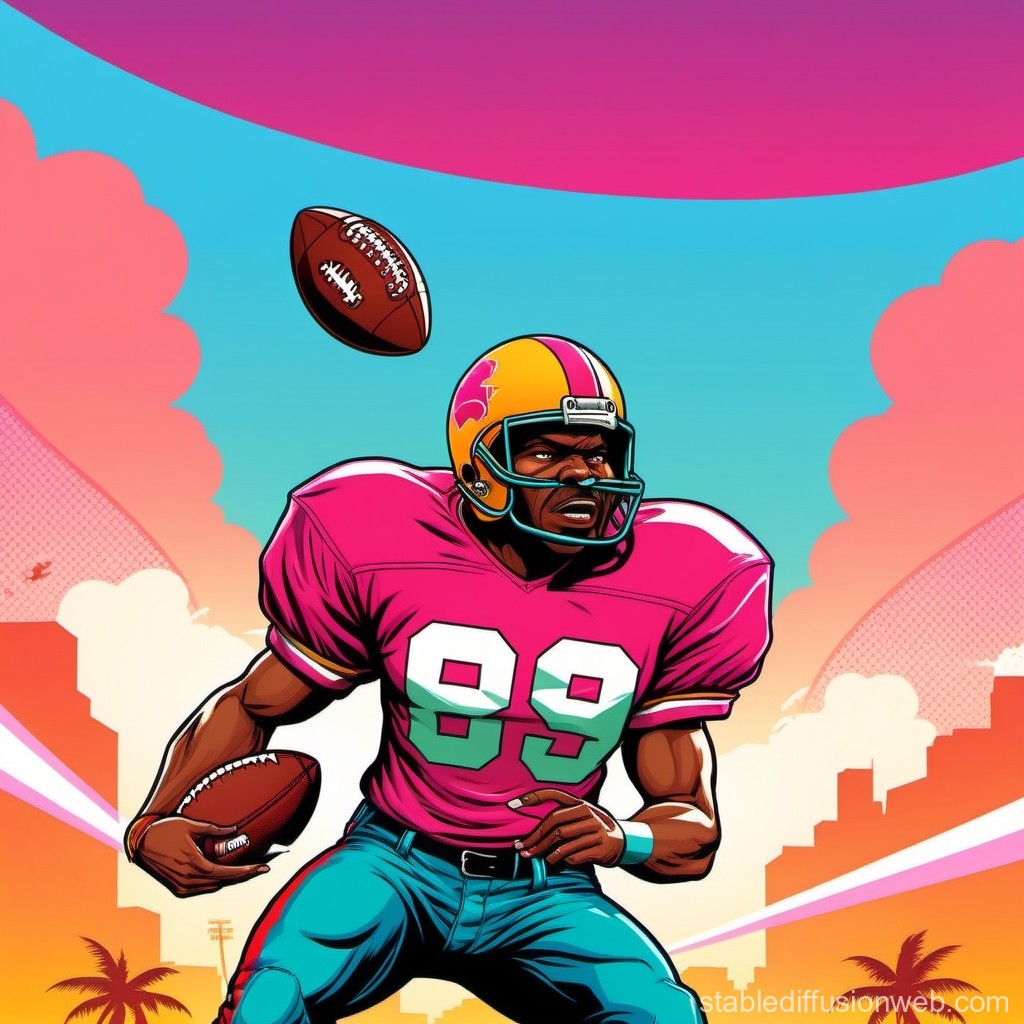 Dynamic Football Player in Vibrant Retro Style