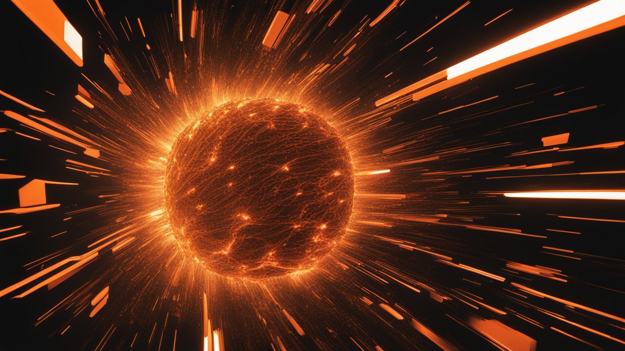 Dynamic Orange Energy Burst Sphere