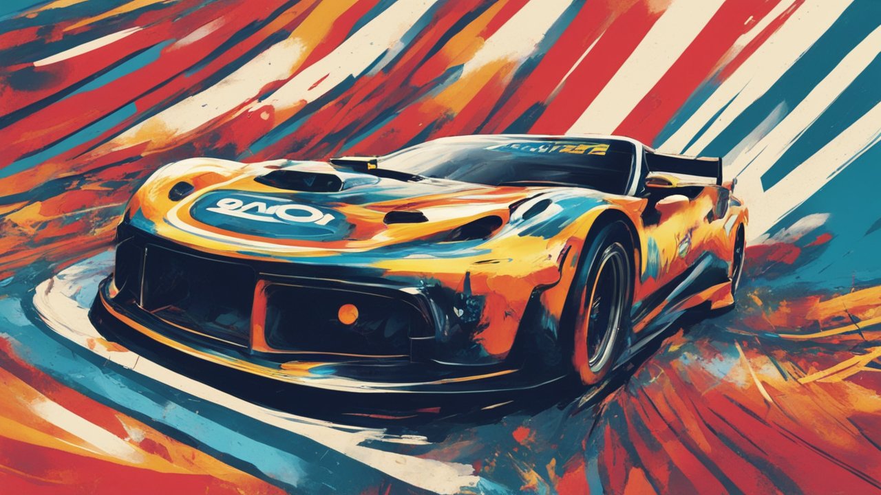 Dynamic Racing Car in Vibrant Abstract Style